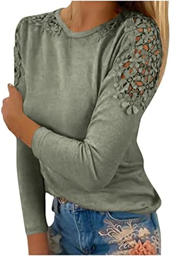 Ljetni vrhovi za tinejdžere, čipkasta majica s okruglim vratom bez leđa, jednobojne svečane košulje dugih rukava za žene
