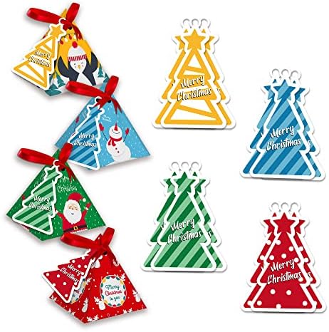CC Home 12 Pack Božićni trokutasti piramida poklon kutija za djecu božićna rođendanska zabava Slatke za slatkiše dobrota favorizira
