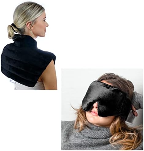 HUGGAROO - bežični ponderirani mikrovalni grijaći jastučić za vrat i ramena i grijana maska ​​za oči - Pokloni za mamu - - set od 2