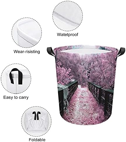 Foduoduo košarica za pranje rublja trešnje cvjetanje most sakura pranje rublja s ručkama sa sklopivim ometanjem prljave odjeće torba