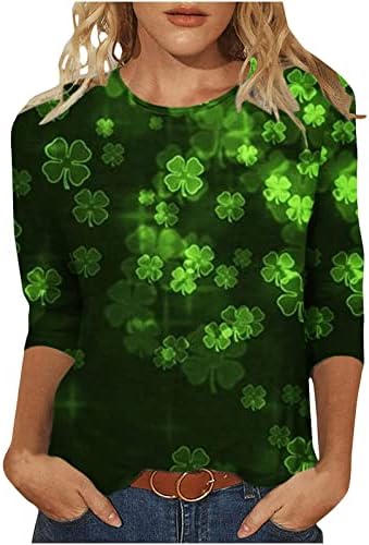 Yafinmo Saint Patricks Dan košulje Žene 3/4 Shomrock majice Slatka pulover okruglog vrata trendovske bluze