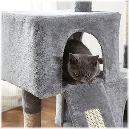 Mačji toranj, 34,4 inča mačje drvo s grebalicom, 2 luksuzna stana, mačje drvo za kućne mačke veliko, izdržljivo i jednostavno za sastavljanje,