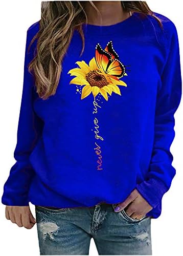 Qtocio Womens Christian Faith Twishirts Daisy Butterfly Grafički print pulover casual vrhovi majice dugih rukava Slim bluza