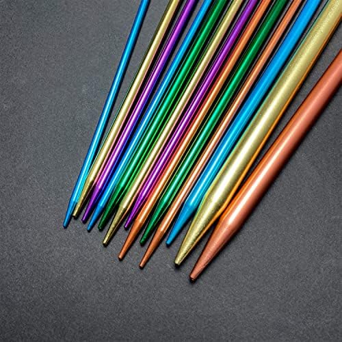 65pcs set aluminijskih metalnih igala za pletenje, ravne jednokrake igle za pletenje u boji, 12 Veličina 2,5 mm-10 mm, duljina 10 inča